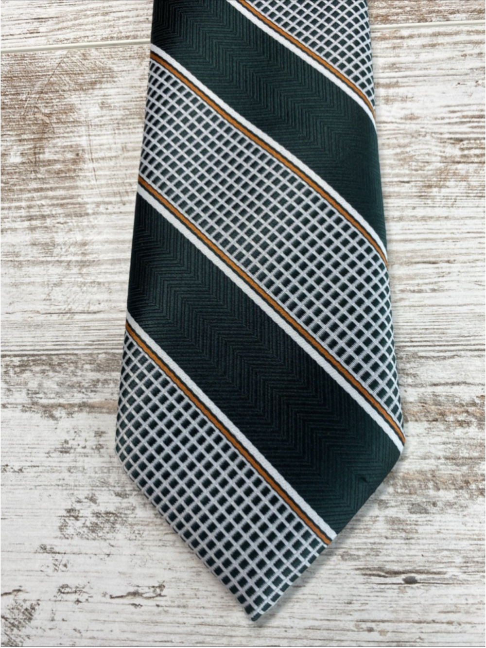 Vintage 70s Wide Polyester Tie Green Geometric Disco Dadcore Retro 55x4